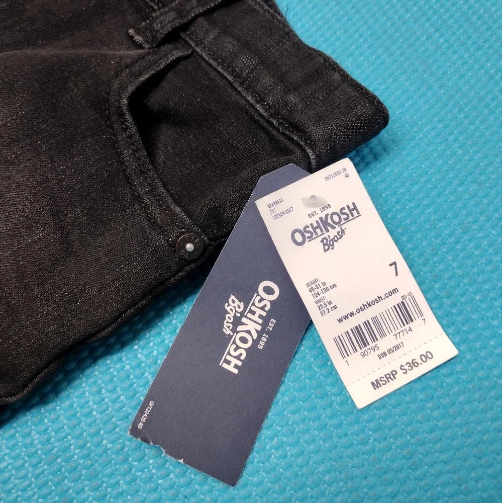NWT OshKosh Boy's Slim Stretch Jeans Black Size 7